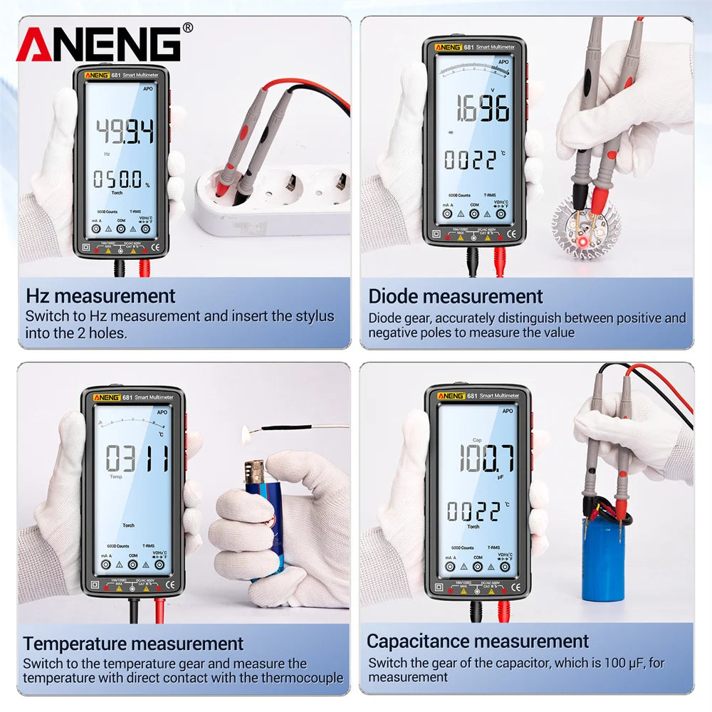 ANENG 681 Digitale Multimeter met Oplaadbare Non-contact Spanningstest