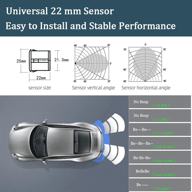 Hippcron Parkeer Sensoren Kit met Auto Parktronic en LED Monitor