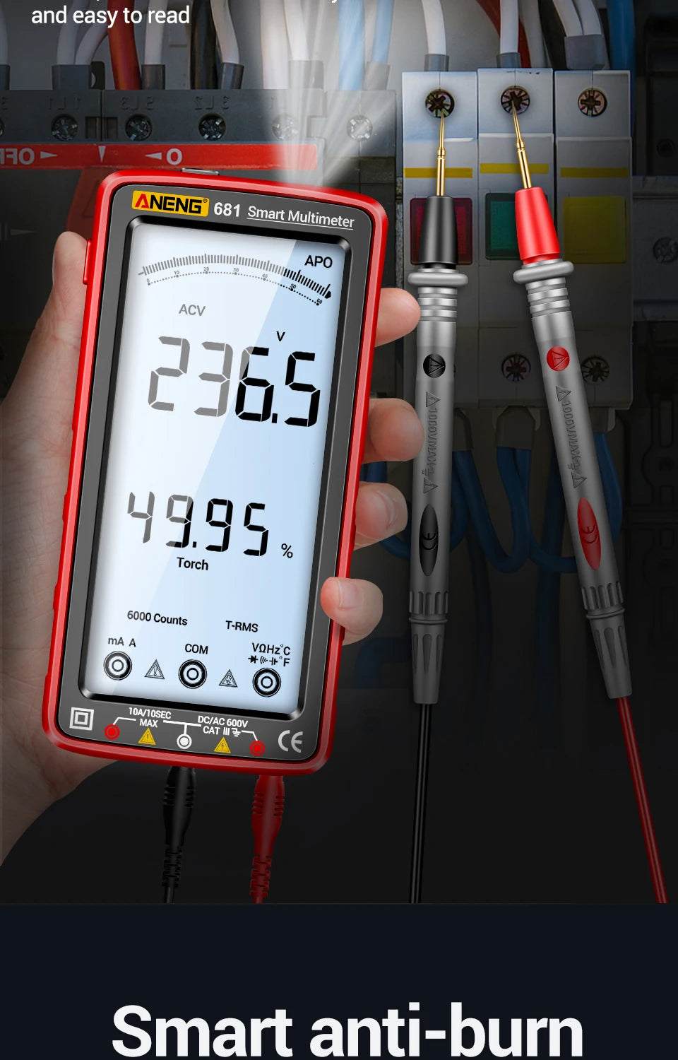 ANENG 681 Digitale Multimeter met Oplaadbare Non-contact Spanningstest