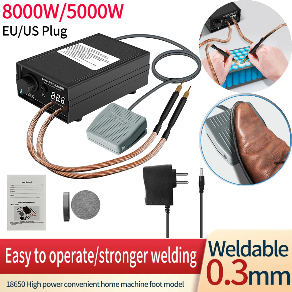 8000W Digitale Puntlasmachine voor 18650 Batterijen en Nikkelstrip