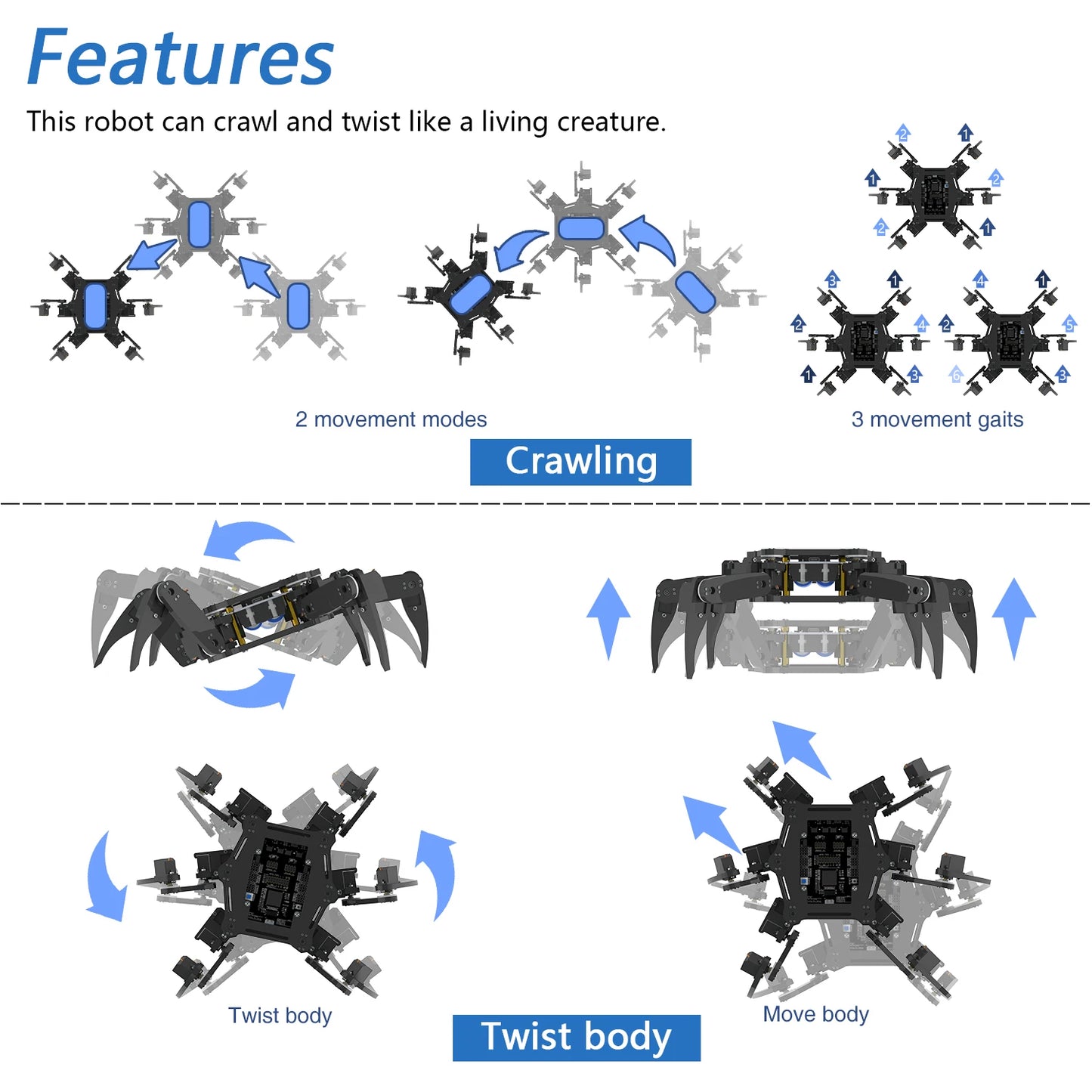 Freenove Hexapod Robot Kit voor Arduino met App Bediening en STEM Project