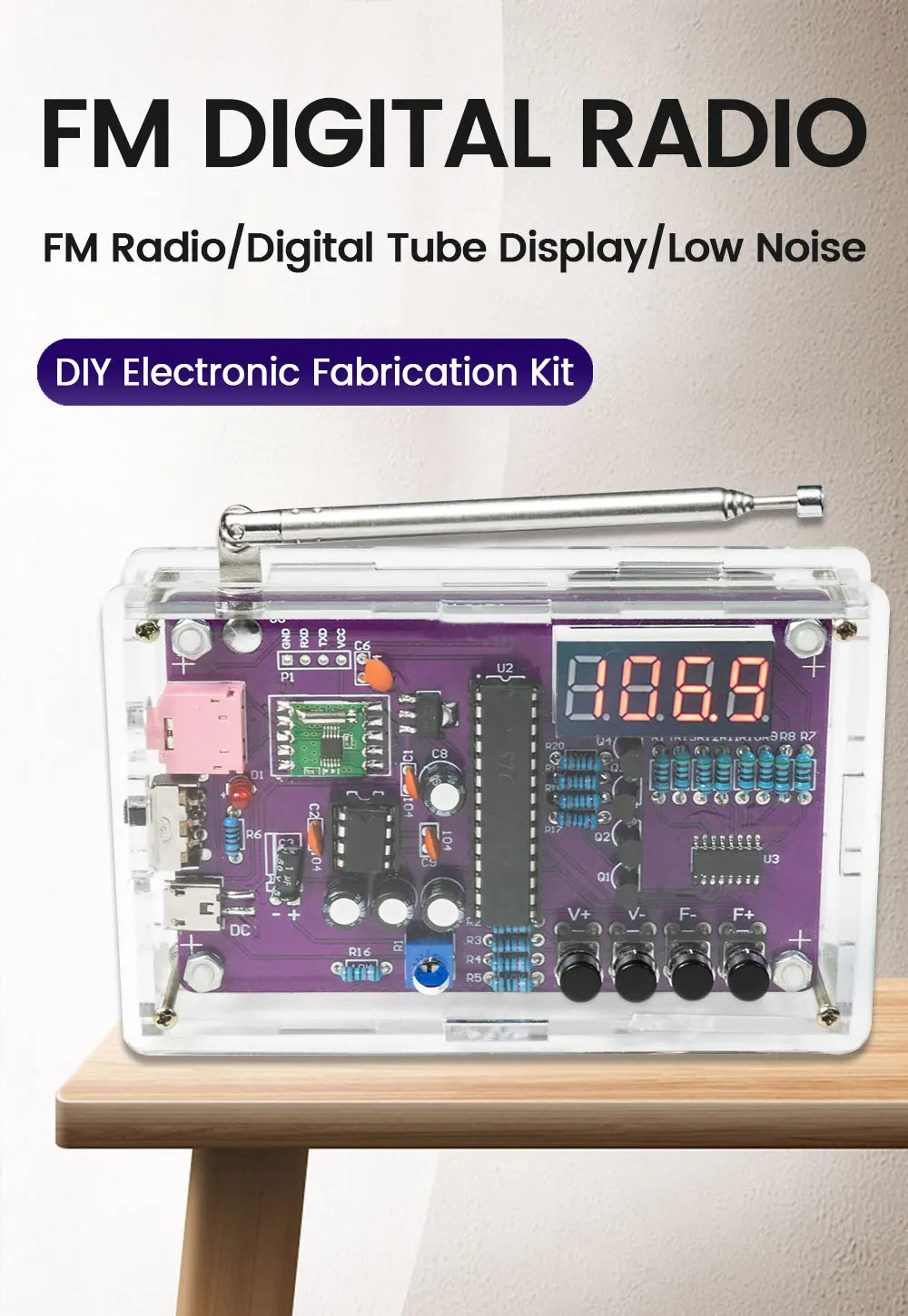 DIY FM Radio Bouwpakket met Aanpasbare Frequentie 87-108MHz