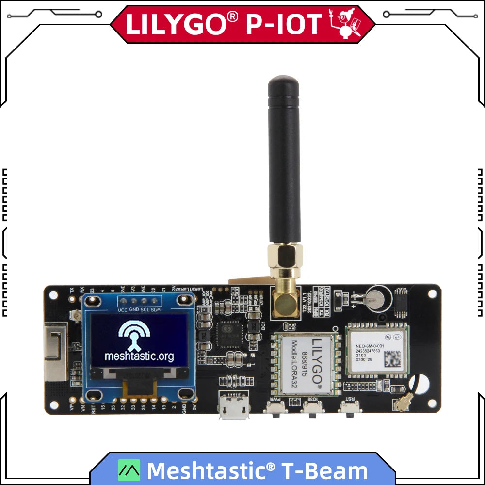 LILYGO® TTGO Meshtastic T-Beam V1.2 ESP32 LoRa met OLED en GPS