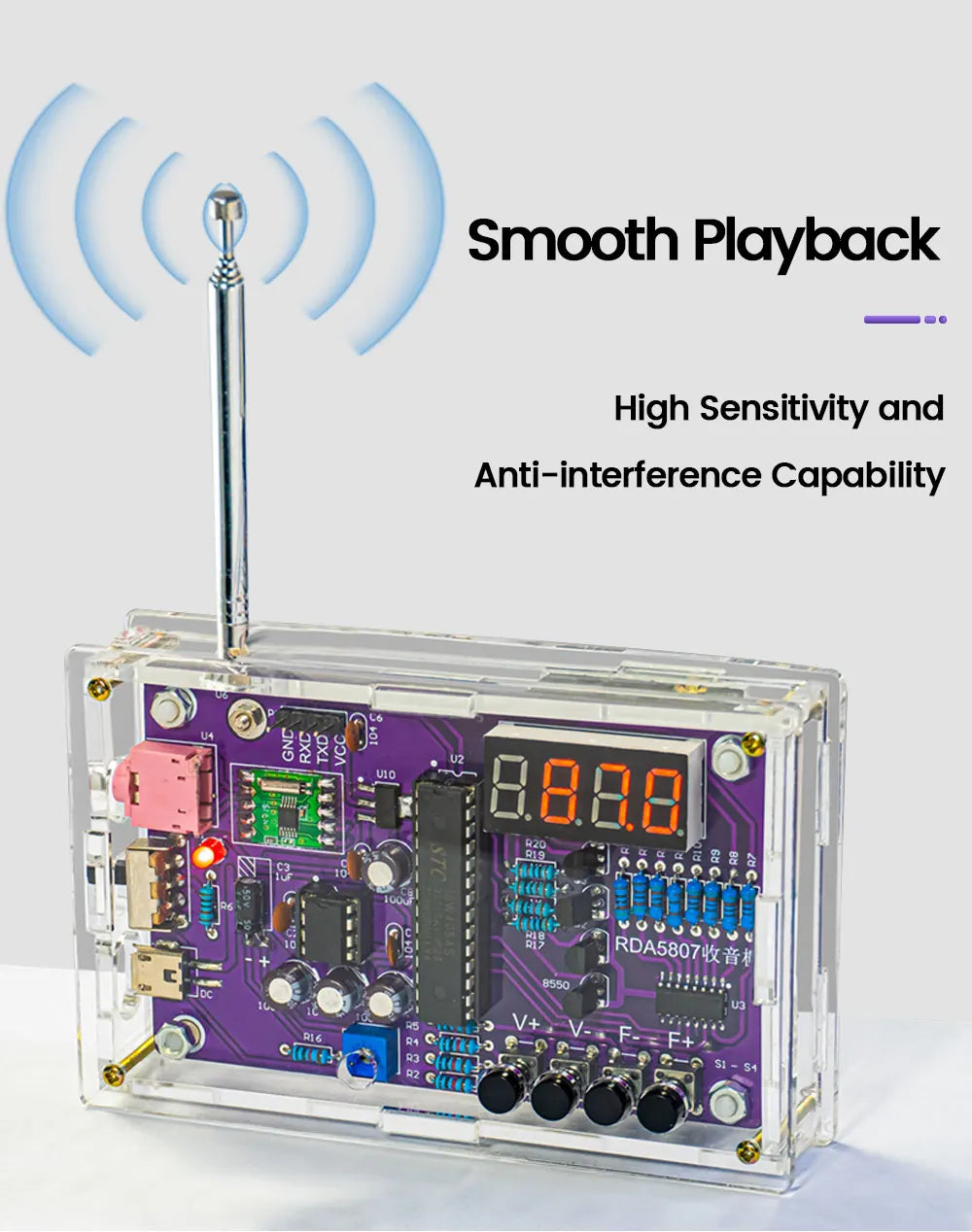 DIY FM Radio Bouwpakket met Aanpasbare Frequentie 87-108MHz