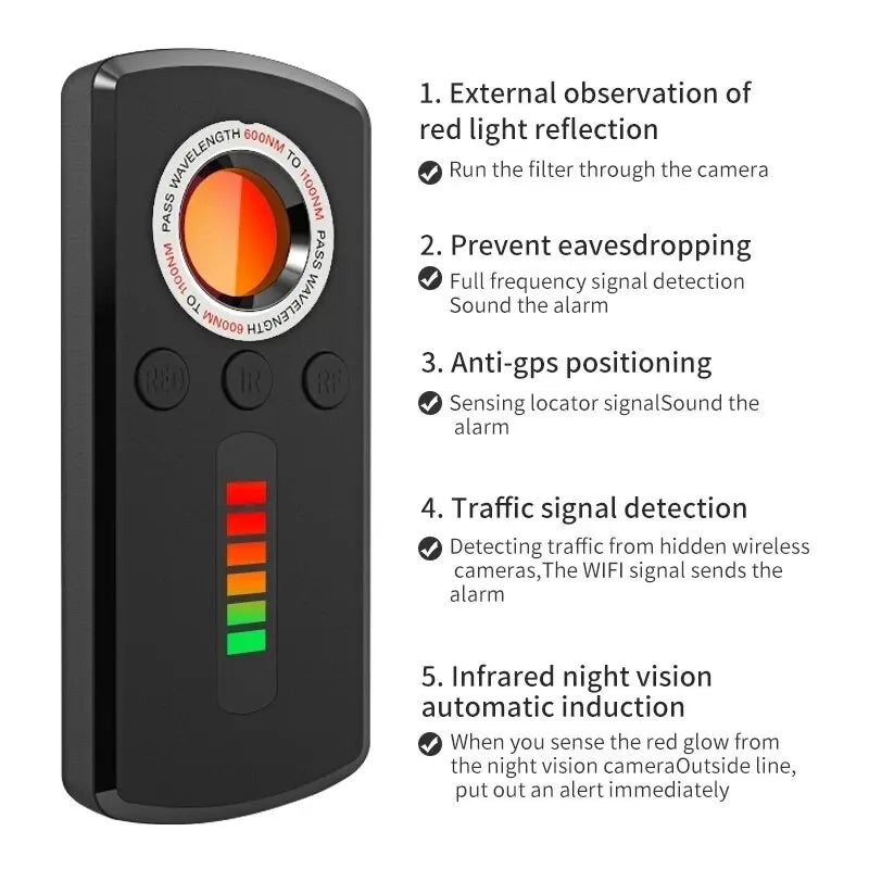 Draadloze Signal Detector voor Verborgen Camera's en GPS Tracking