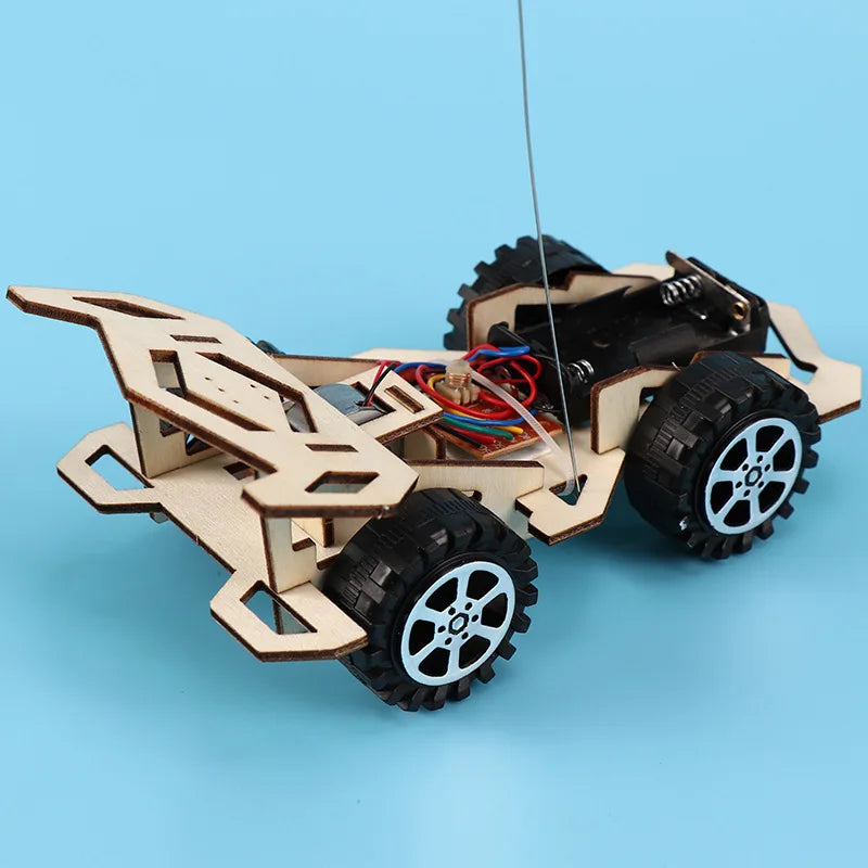 Kinderen afstandsbediening elektrische houten race speelgoed DIY kit