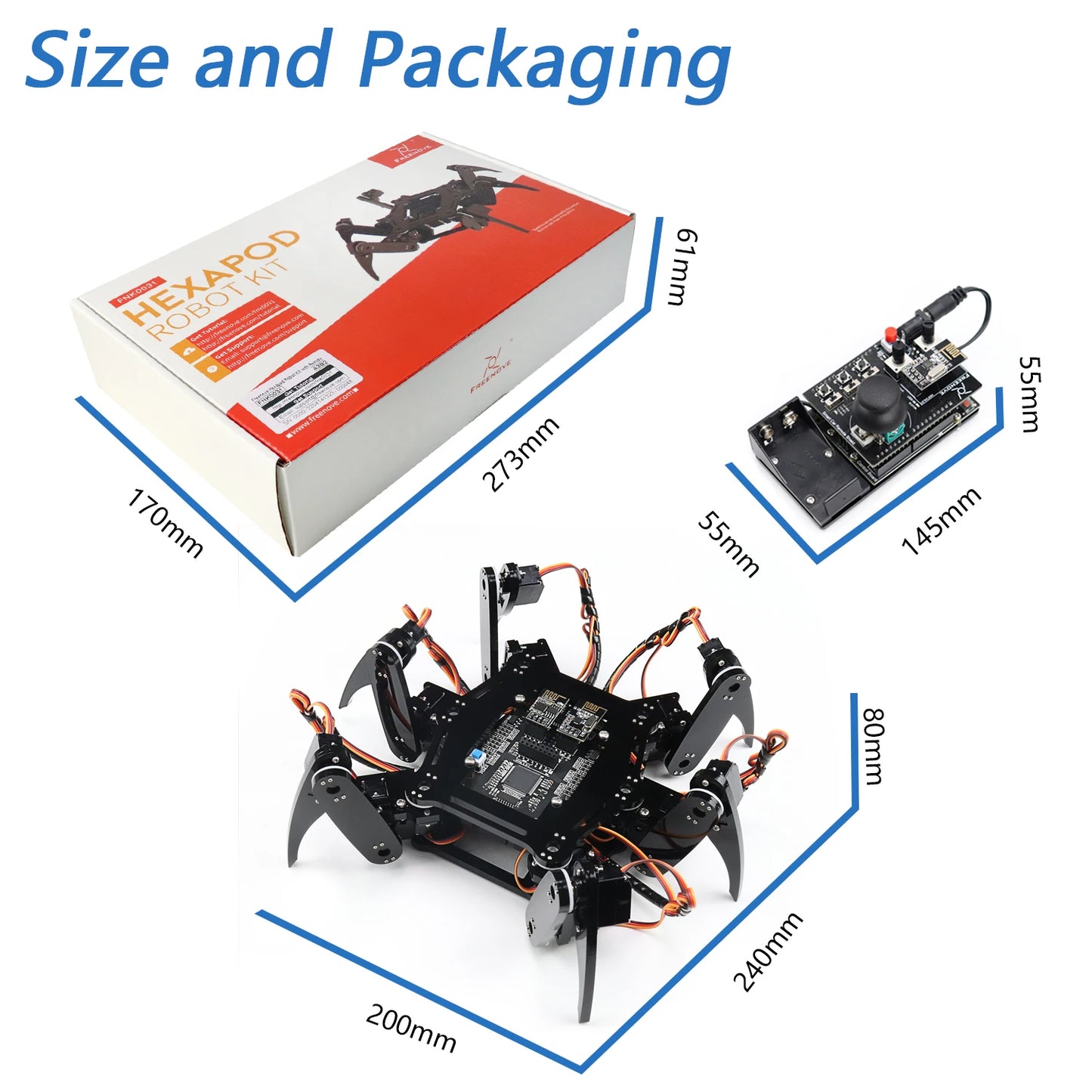 Freenove Hexapod Robot Kit voor Arduino met App Bediening en STEM Project