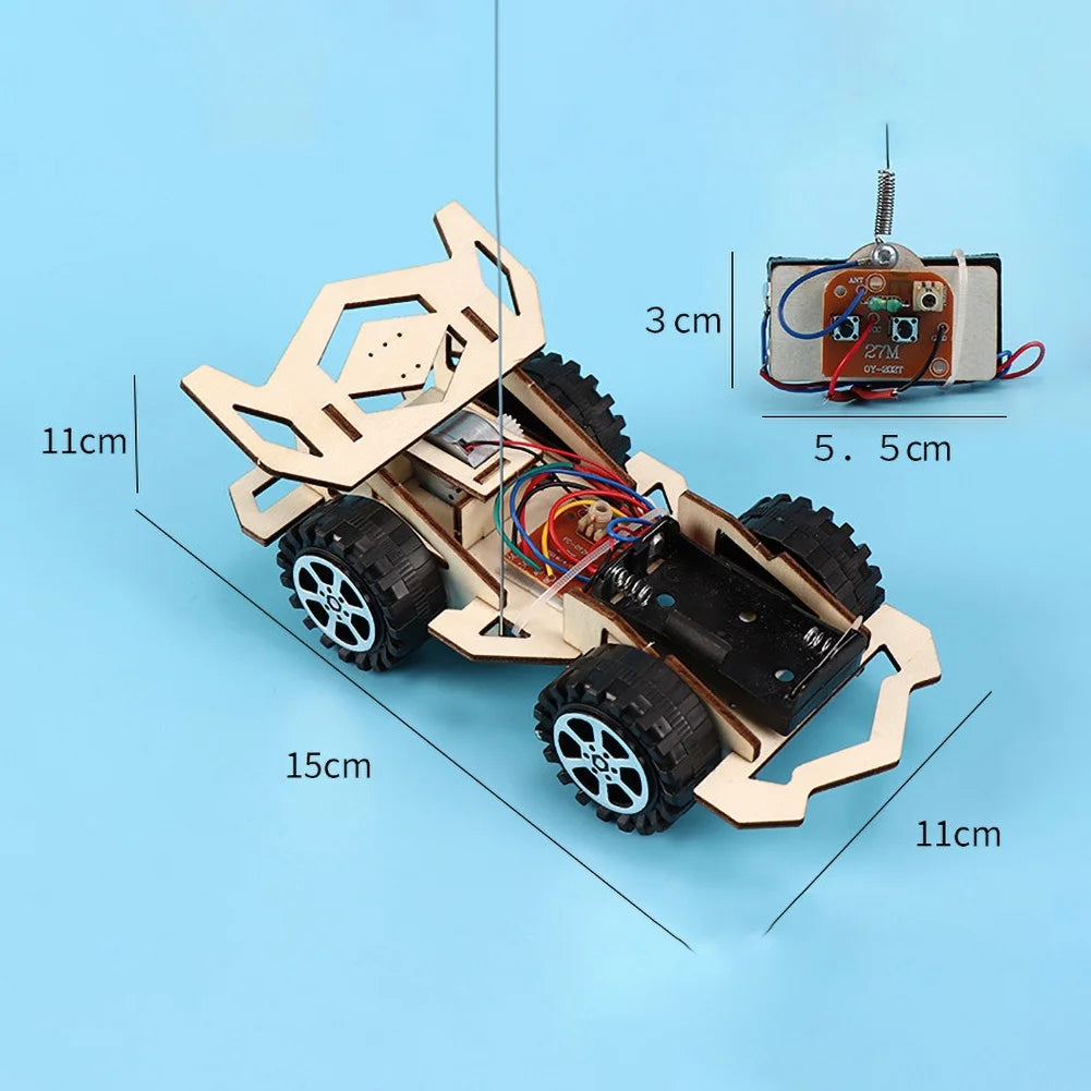 Kinderen afstandsbediening elektrische houten race speelgoed DIY kit