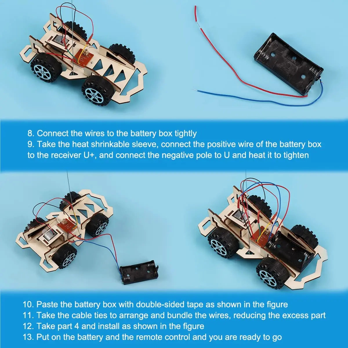 Kinderen afstandsbediening elektrische houten race speelgoed DIY kit