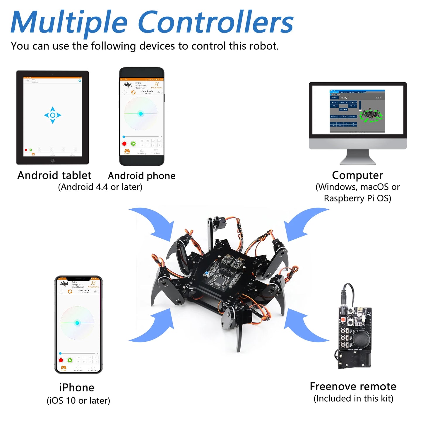 Freenove Hexapod Robot Kit voor Arduino met App Bediening en STEM Project