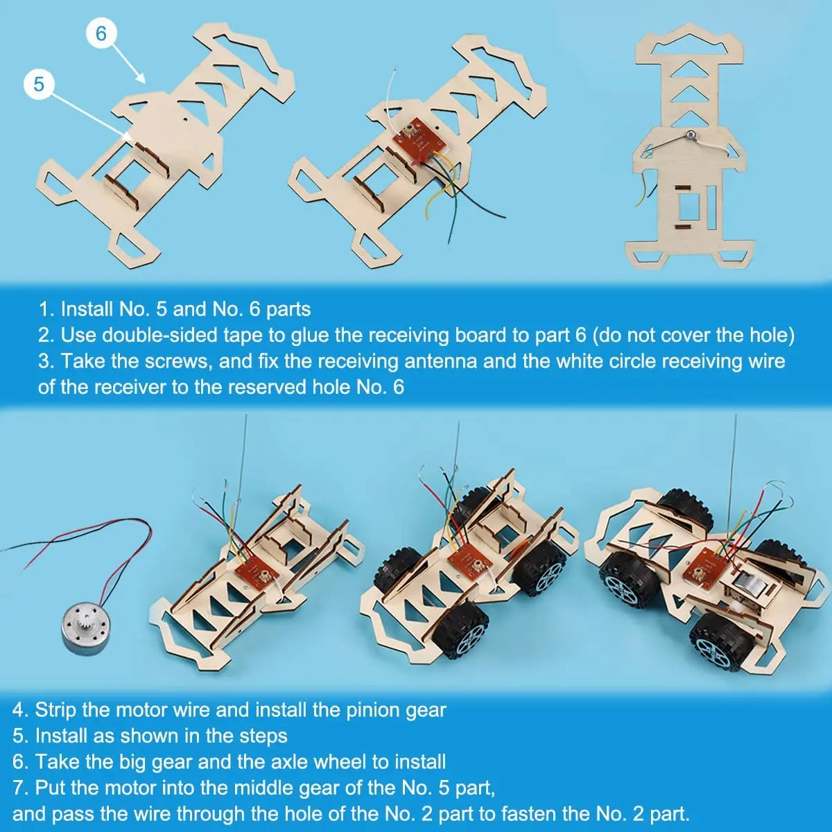 Kinderen afstandsbediening elektrische houten race speelgoed DIY kit