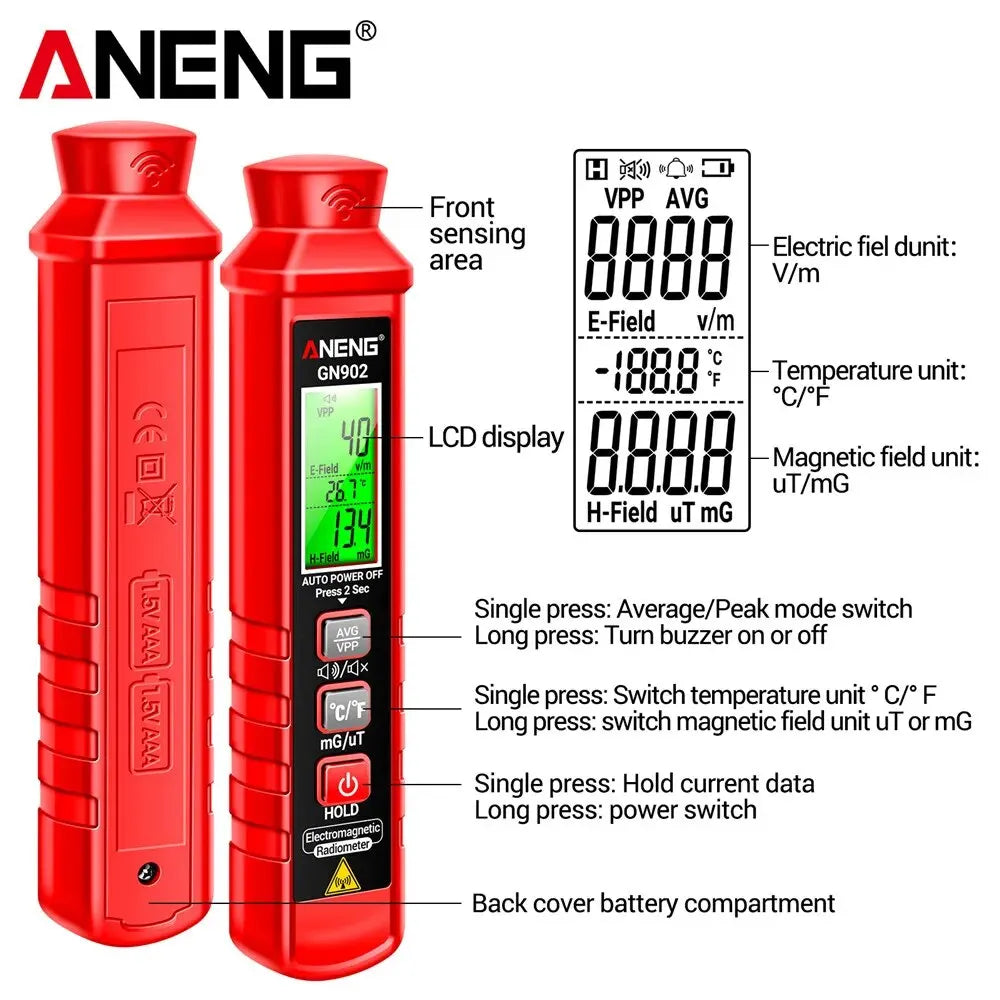 ANENG GN902 Draagbare Elektromagnetische Stralingsmeter met LCD Scherm